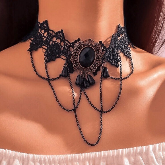 🔵𝟲𝟱%𝗢𝗙𝗙 𝗯𝘂𝗻𝗱𝗹𝗲𝘀 𝟯+🔵 NEW Black Lace Vintage Filigree Choker - Picture 8 of 14